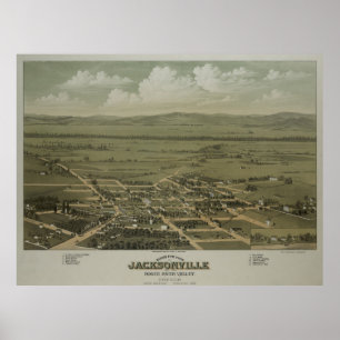 Poster Mapa pictórico do vintage de Jacksonville OU