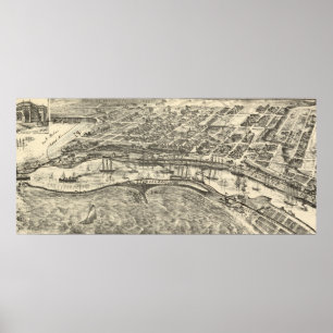 Poster Mapa pictórico do vintage de San Pedro (1902)