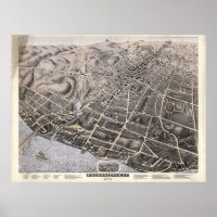 Mapa Pictórico Vintage de Poughkeepsie NY (1871)