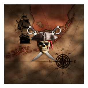 Pôster Mapa Pirata