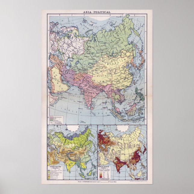Poster Mapa político | Ásia (Frente)