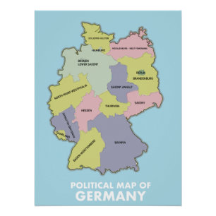 Pôster Mapa político da Alemanha