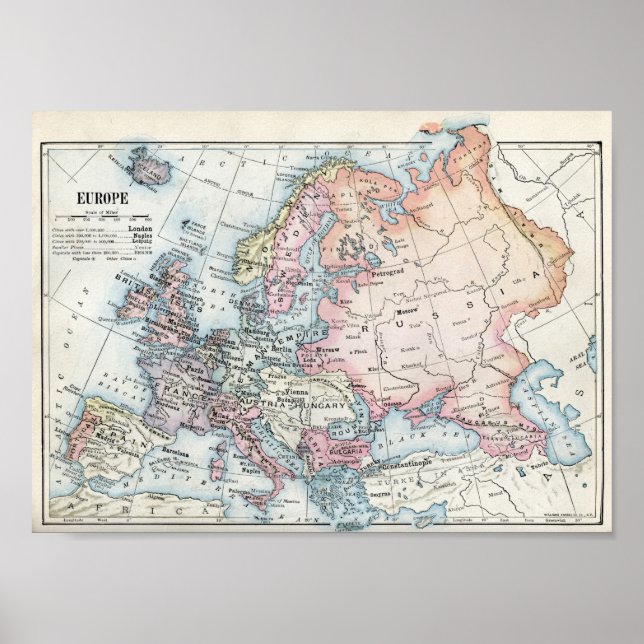 Poster Mapa político da Europa (1916) (Frente)