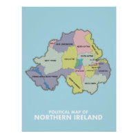 Mapa Político da Irlanda do Norte.