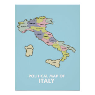 Pôster Mapa político da Itália