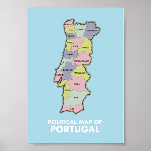 Poster Mapa político de Portugal Caneca de café Two-Tone (Frente)