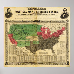 Pôster Mapa político de Reynolds dos Estados Unidos