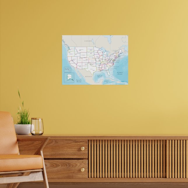 Poster Mapa político digital dos Estados Unidos. (Sala de Estar 2)