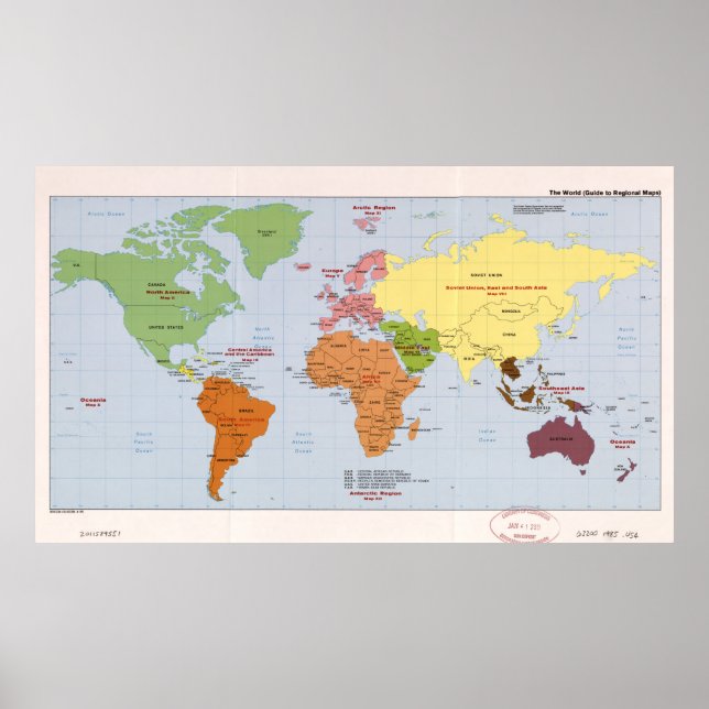 Poster Mapa Político Mundial Regional (1985) (Frente)