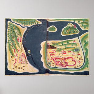Poster Mapa português da exploração de Mombassa