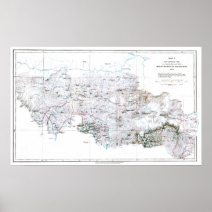 Poster Mapa preliminar de Vintage do Monte Everest
