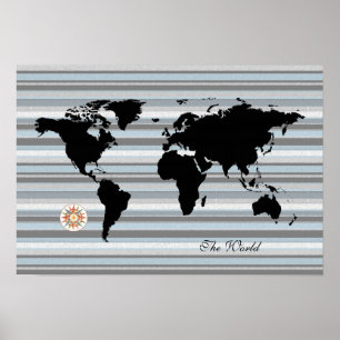 Poster mapa preto do globo + faixas