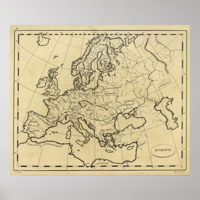 Pôster Mapa-quadro da Europa (Frente)