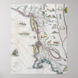 Poster Mapa que descreve a costa leste