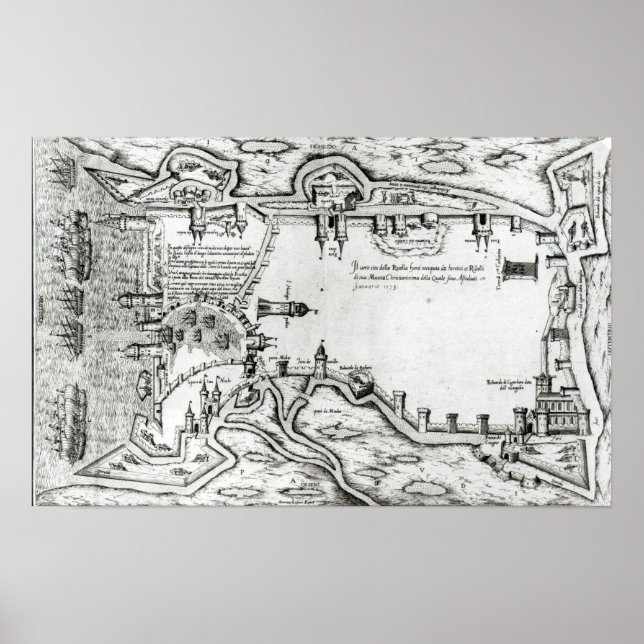 Pôster Mapa que ilustra La Rochelle ocupada (Frente)