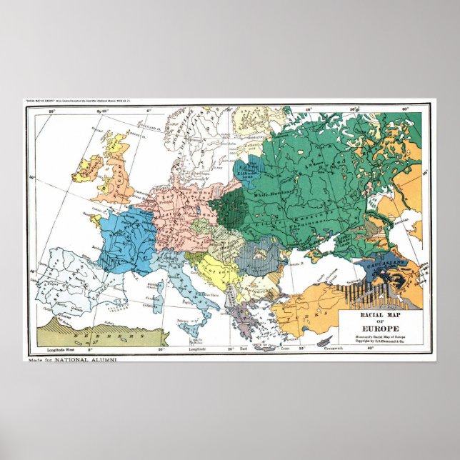 Poster Mapa Racial da Europa (Frente)