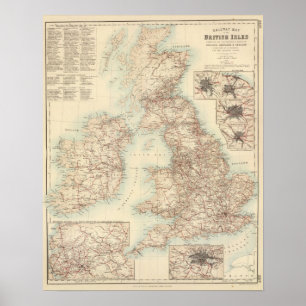 Pôster Mapa Railway das ilhas britânicas