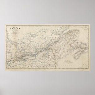 Pôster Mapa Railway do tronco grande cerca de 1860