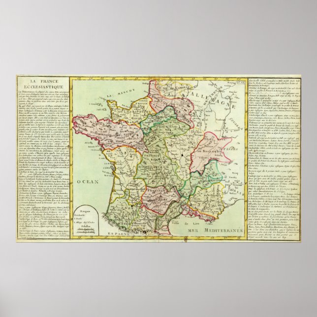 Poster Mapa religioso da França (Frente)