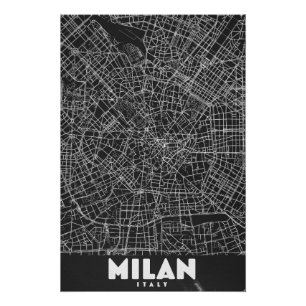 Pôster Mapa Retro de Milão Itália
