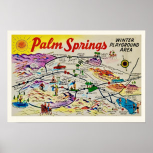Poster Mapa Retro de Palm Springs