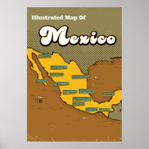 Poster Mapa retrô do México