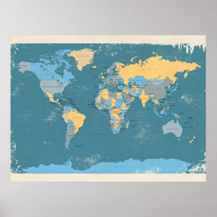 Poster Mapa Retro Político do Mundo
