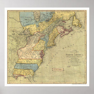Pôster Mapa revolucionário 1771 de América