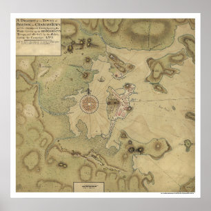 Poster Mapa revolucionário da guerra - 1775