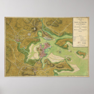 Poster Mapa revolucionário da guerra do porto 1776 de