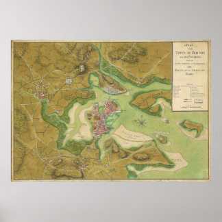 Pôster Mapa Revolucionário da Guerra do Porto de Boston e
