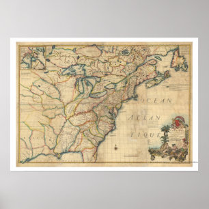 Poster Mapa revolucionário de América - 1777