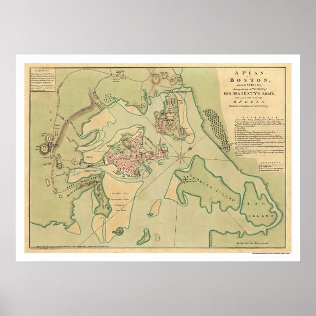 Poster Mapa Revolucionário de Boston 1776 (Frente)