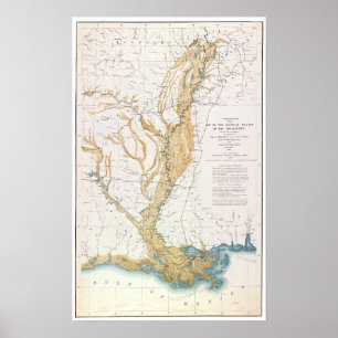 PÔSTER MAPA: RIO MISSISSÍPI, 1861