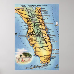 Poster Mapa Rodoviário da Flórida