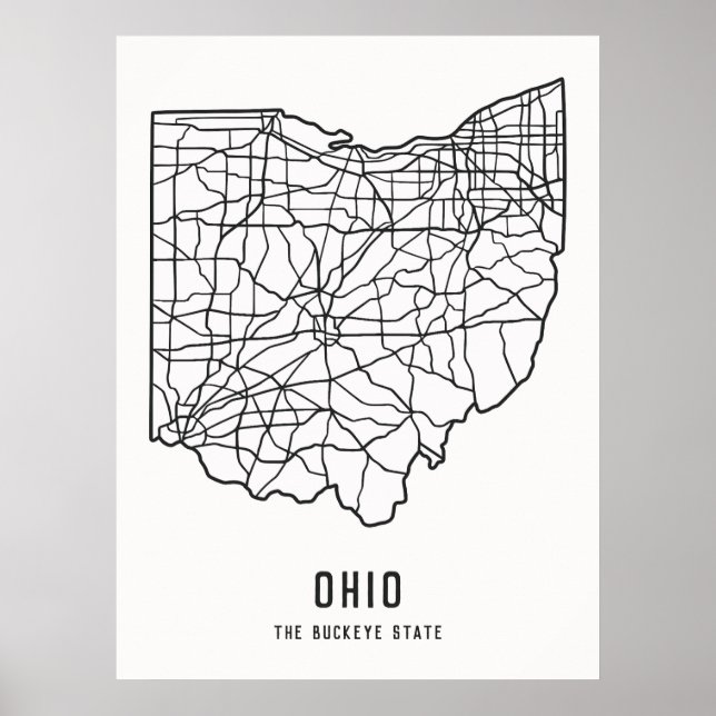 Poster Mapa rodoviário do Estado de Ohio - Buckeye State  (Frente)