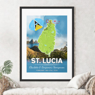 Poster Mapa Romântico de Ruas de Lucia Caribe da Lua de m
