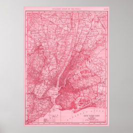 Poster Mapa rosa de Nova Iorque
