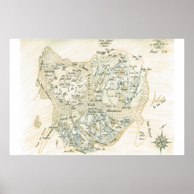 Pôster Mapa rotulado de Trino (Frente)