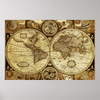 Poster Mapa Russo do Vintage do velho mundo