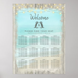 Poster Mapa Rustic Beach Penguins Casando