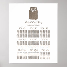 Poster Mapa Rustic Burlap Mason Jar - Seating Chart