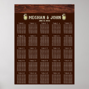 Poster Mapa Rustic Country Mason Lights Seating Chart