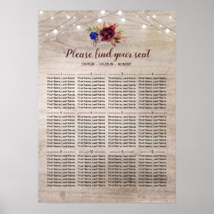 Poster Mapa Rustic Country Wedding Seating Chart
