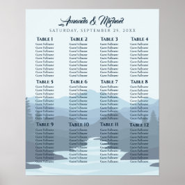 Poster Mapa Rustic Misty Mountain Wedding Seating Chart