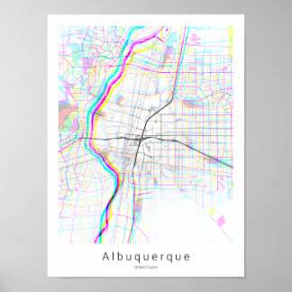 Poster Mapa Simples do Abstrato do Novo México Albuquerqu