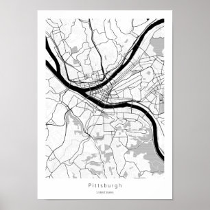 Poster Mapa Simples Moderno da Pensilvânia em Pittsburgh