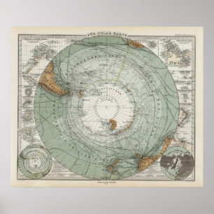 Pôster Mapa sul da região polar