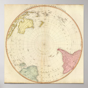 Poster Mapa sul do hemisfério