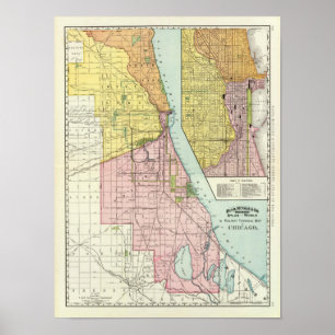 Pôster Mapa terminal Railway de Chicago